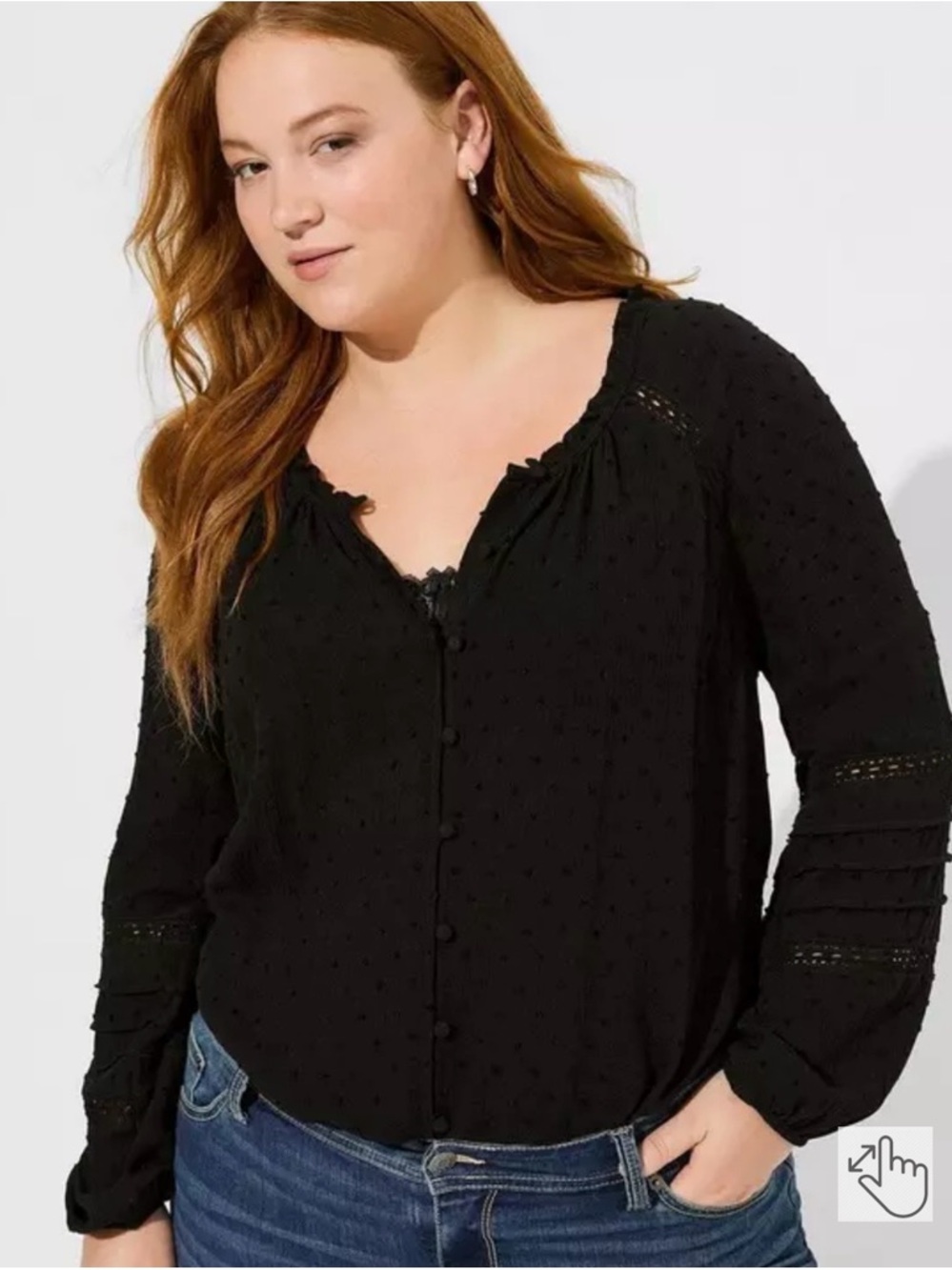 Torrid Black Washable Gauze Lace Inset Top Size 14-16 New with tags!